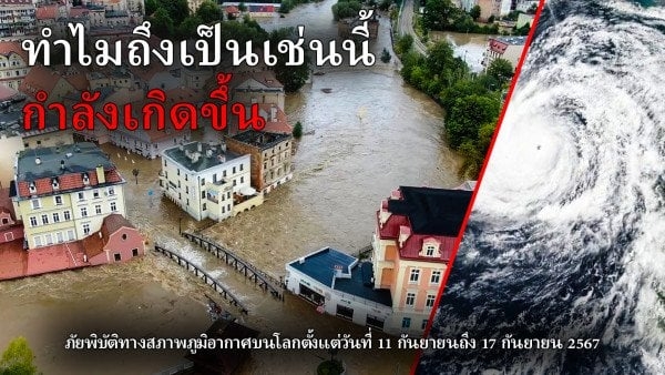 สรุปภัยพิบัติด้านสภาพภูมิอากาศบนโลกตั้งแต่วันที่ 11 กันยายนถึง 17 กันยายน 2567